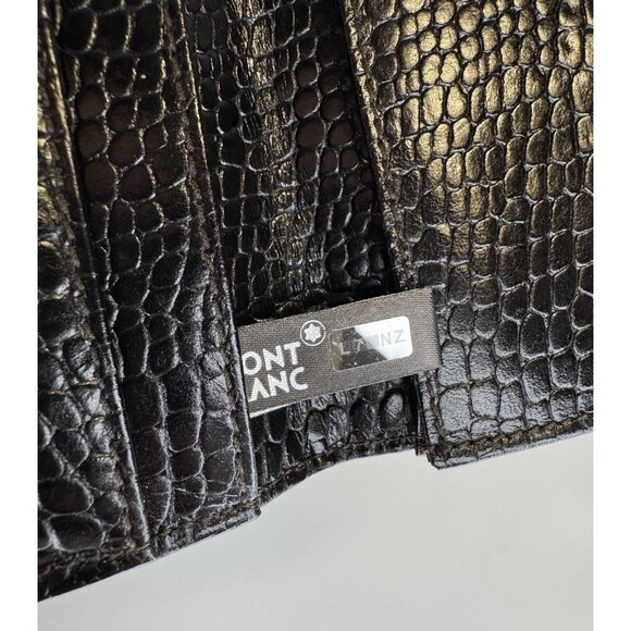 Montblanc Bifold Wallet Green Black Croc Embossed Leather & Fabric - Picture 8 of 11